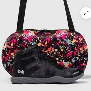 Nfinity Midnite Beast Mid Top Cheer Shoe Black Grey & Carry Case Size 9.5 *Read*